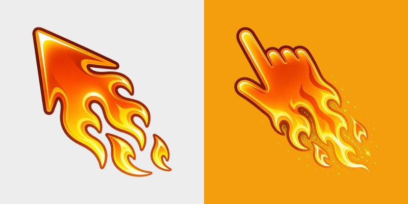 Flame Cursor Solar Gold Fire custom cursor pack preview for Chrome, Edge and Windows