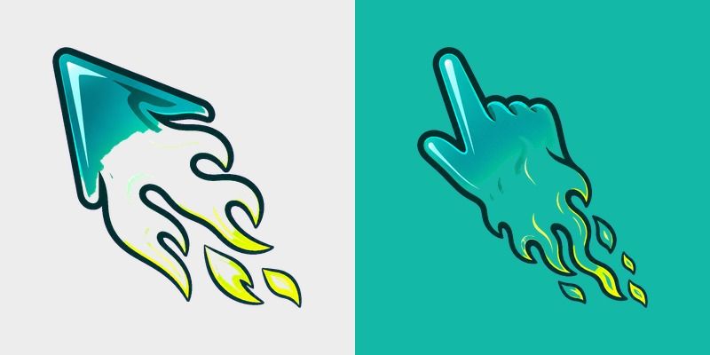Flame Cursor Toxic Neon Fire custom cursor pack preview for Chrome, Edge and Windows