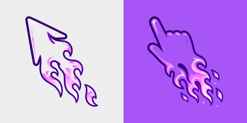 Flame Cursor Violet Fire custom cursor pack preview for Chrome, Edge and Windows