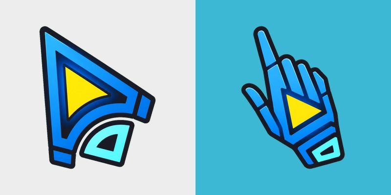 Fragmented Blue Glow Arrow