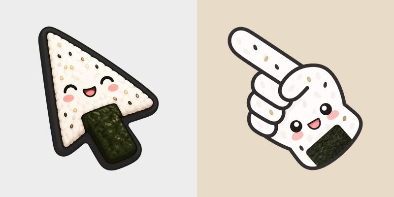 Happy Onigiri custom cursor pack preview for Chrome, Edge and Windows