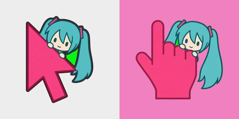 Hatsune Miku Peek Pink Cursor | Custom Cursors Planet