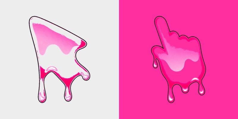 Hot Fuchsia Squiggle Melt custom cursor pack preview for Chrome, Edge and Windows