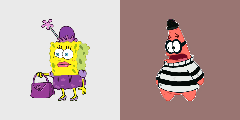 Cute Cursor Pack - Lady SpongeBob & Robber Patrick