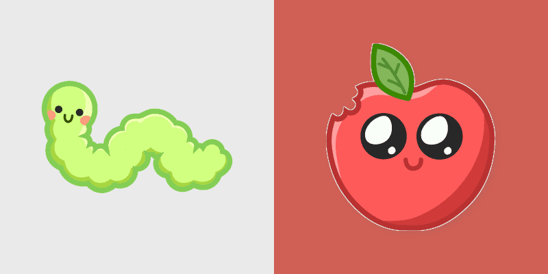 Cute Cursor Collection: Worm & Apple