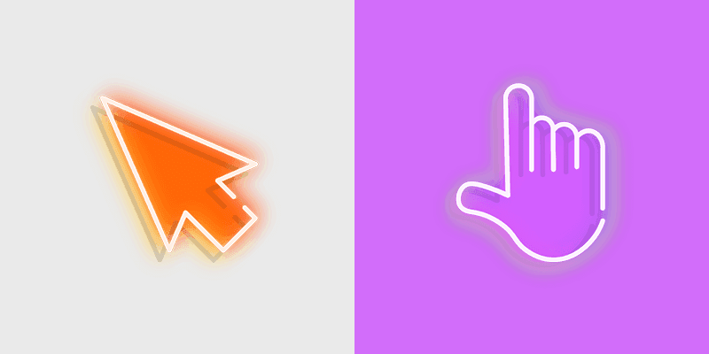 Custom Cute Arrow & Hand Neon Cursor Pack