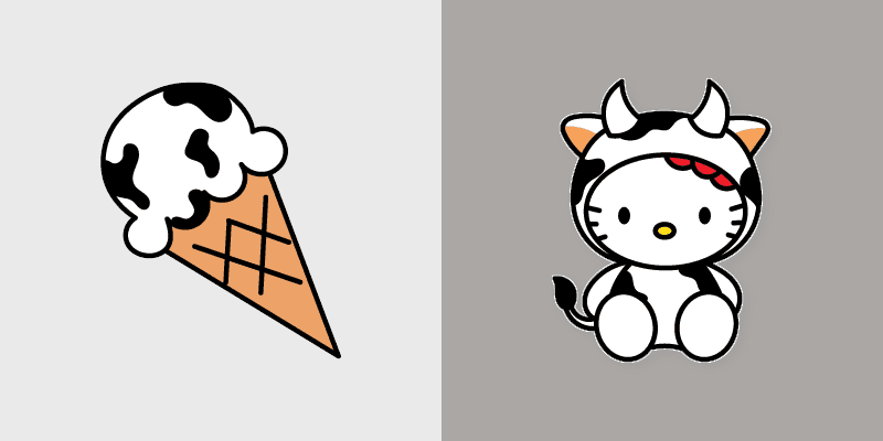 Cute Cursor Pack - Hello Kitty Cow and Ice Cream