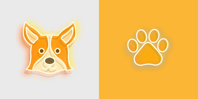 Custom Corgi Dog and Paw Neon Cursor Pack