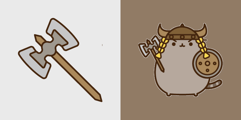 Cute Cursor Pack: Dragonborn Pusheen and Axe