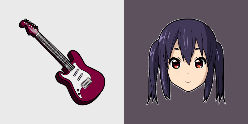 Cute Cursor Pack - K-ON Azusa Nakano and Guitar