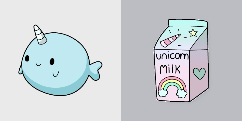Cute Cursor Collection - VSCO Girl Narwhal & Unicorn