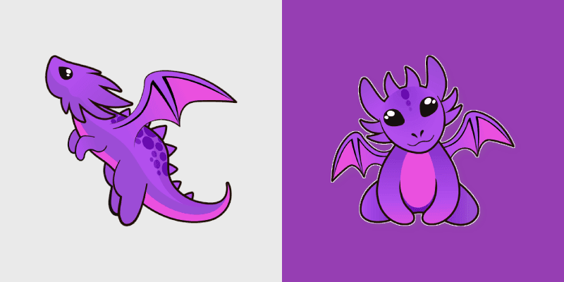 Cute Cursor Pack - Purple Baby Dragon