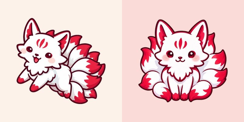 Kawaii Kitsune Nine-Tailed Fox