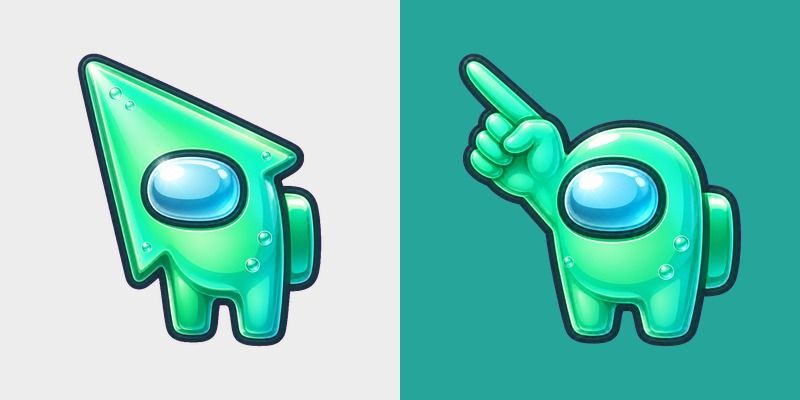 Meme Cute Among Us Green Frutiger Aero Character
