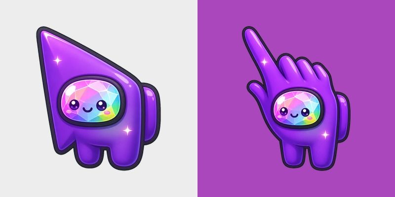 Meme Cute Among Us Purple Rainbow Stone Character