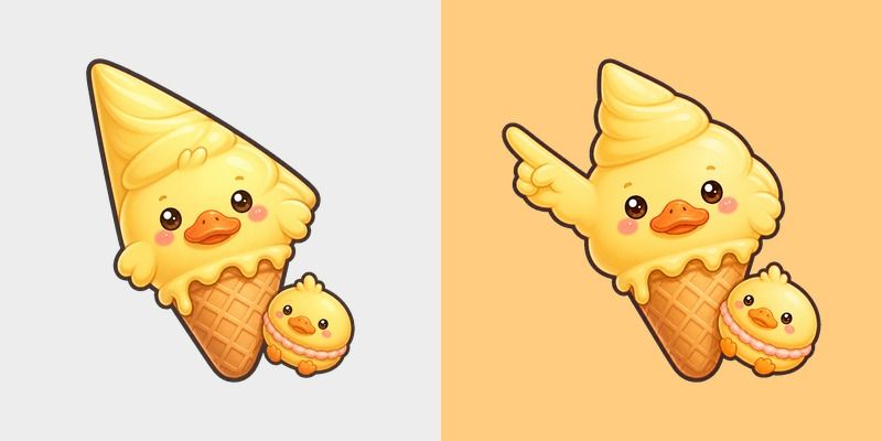 Meme Cute Kawaii Duck Ice Cream and Duck Macaron