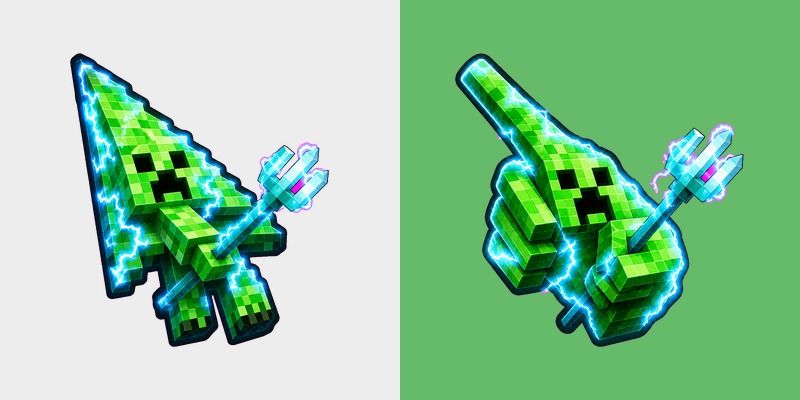 Meme Cute Minecraft Charged Creeper and Channeling Trident
