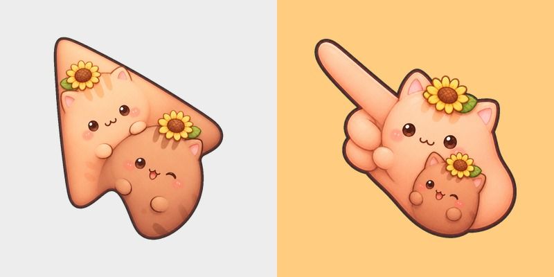 Meme Cute Mochi Mochi Peach Cats Peach and Goma in Sunflower Hats