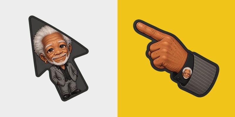 Meme Cute Morgan Freeman custom cursor pack preview for Chrome, Edge and Windows