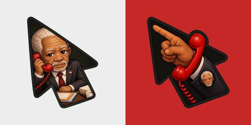 Meme Cute Morgan Freeman Red Phone custom cursor pack preview for Chrome, Edge and Windows