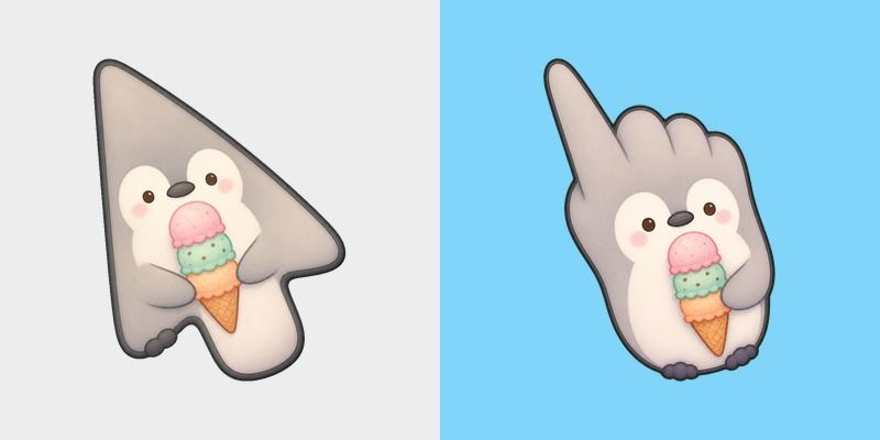 Meme Cute San-X Penguin and Colorful Ice Cream