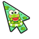 Meme Cute Sanrio Keroppi on a Swim Ring and with a Watermelon Default