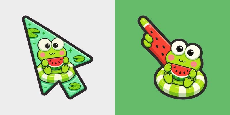 Meme Cute Sanrio Keroppi on a Swim Ring and with a Watermelon