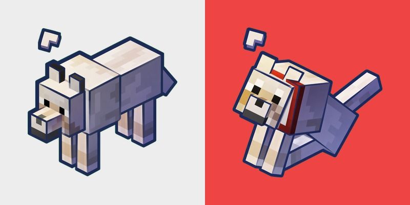 Minecraft Pale Wolf Tamed Wolf
