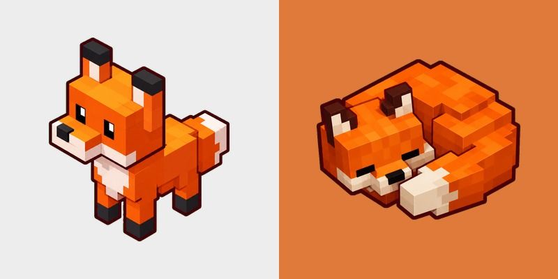 Minecraft Sitting Sleeping Baby Fox
