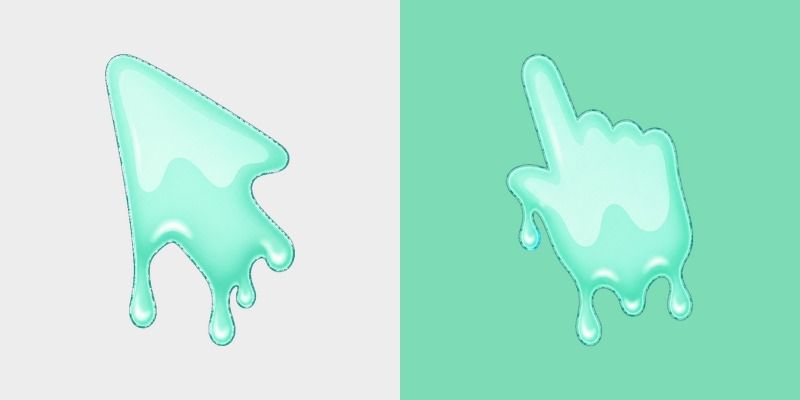 Mint Foam Squiggle Drip custom cursor pack preview for Chrome, Edge and Windows