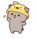 Mochi Peach Cat Goma in Duck Hat and Duck Balloon Pointer