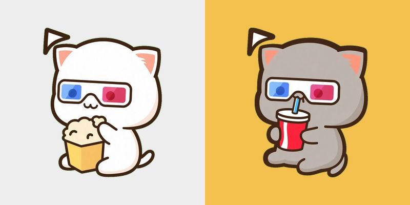 Mochi Peach and Goma Watching Movie