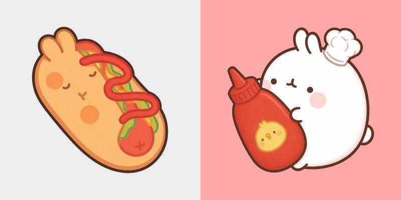 Molang Ketchup and Molang Hot Dog