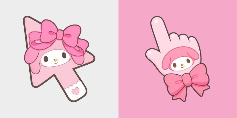 My Melody with a Giant Pink Bow custom cursor pack preview for Chrome, Edge and Windows