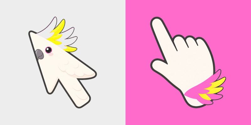 Neon Cockatoo Pop custom cursor pack preview for Chrome, Edge and Windows