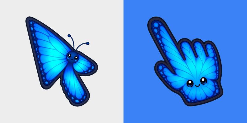 Neon Morpho Blue Flutter custom cursor pack preview for Chrome, Edge and Windows