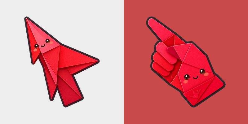 Origami Crimson Crane custom cursor pack preview for Chrome, Edge and Windows