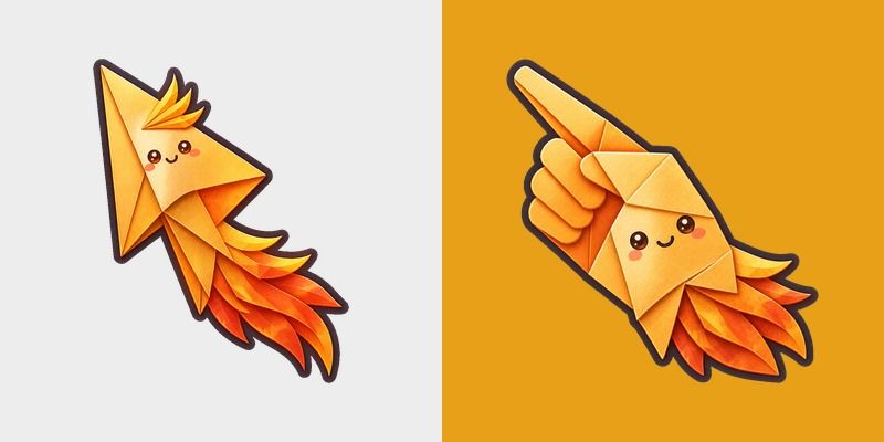 Origami Golden Phoenix Fold custom cursor pack preview for Chrome, Edge and Windows