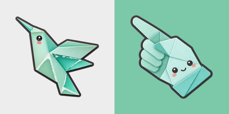 Origami Mint Hummingbird custom cursor pack preview for Chrome, Edge and Windows