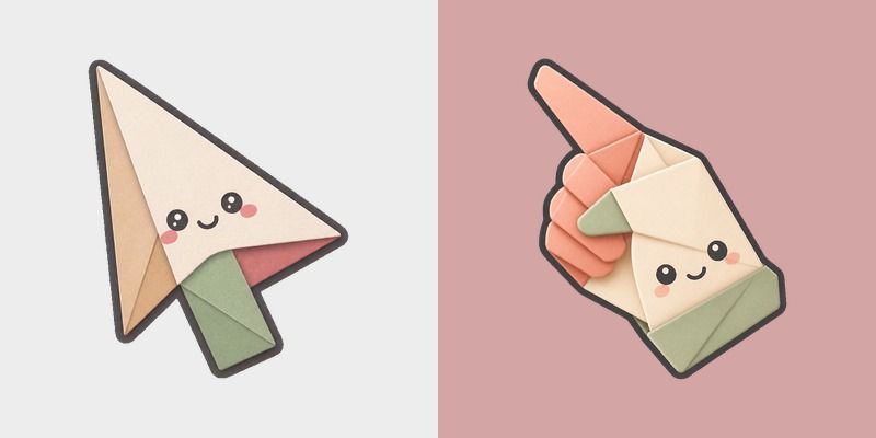 Paper Fold Facets custom cursor pack preview for Chrome, Edge and Windows