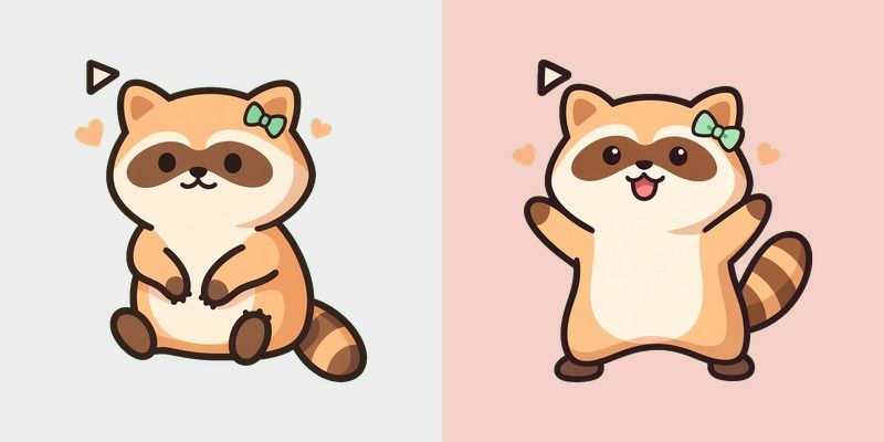 Peach Happy Raccoon Cursor