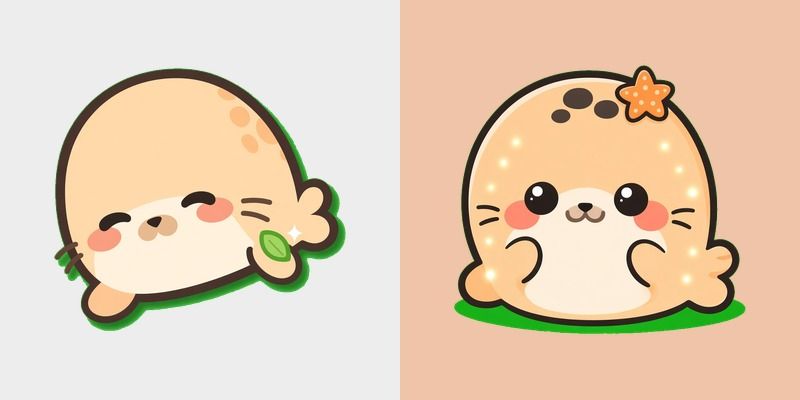 Peach Kawaii Seal Pup