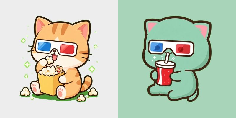 Peach Mint Cinema Cats