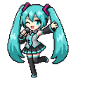 Pixel Hatsune Miku and Leek Pointer