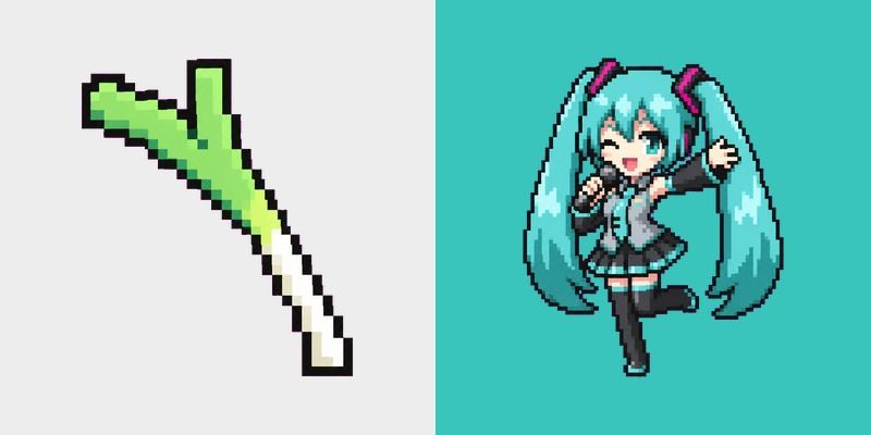 Pixel Hatsune Miku and Leek