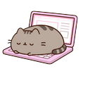 Pusheen Working and Resting on Laptop Pointer