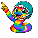 Rainbow Snake Football Helmet Pointer