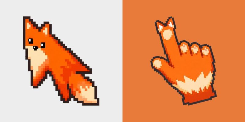 Red Fox Orange Pixel custom cursor pack preview for Chrome, Edge and Windows