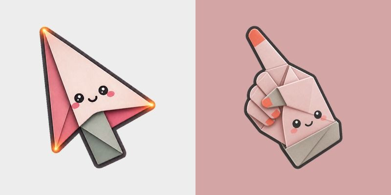 Rose Ash Origami custom cursor pack preview for Chrome, Edge and Windows
