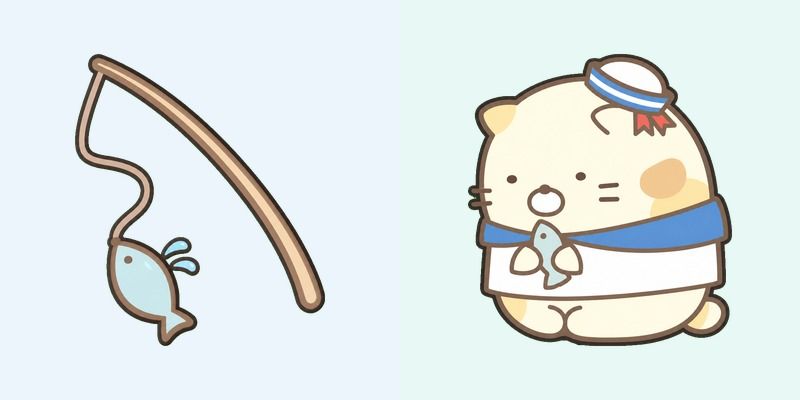 San-X Sumikko Gurashi Neko Sailor and Fishing Rod